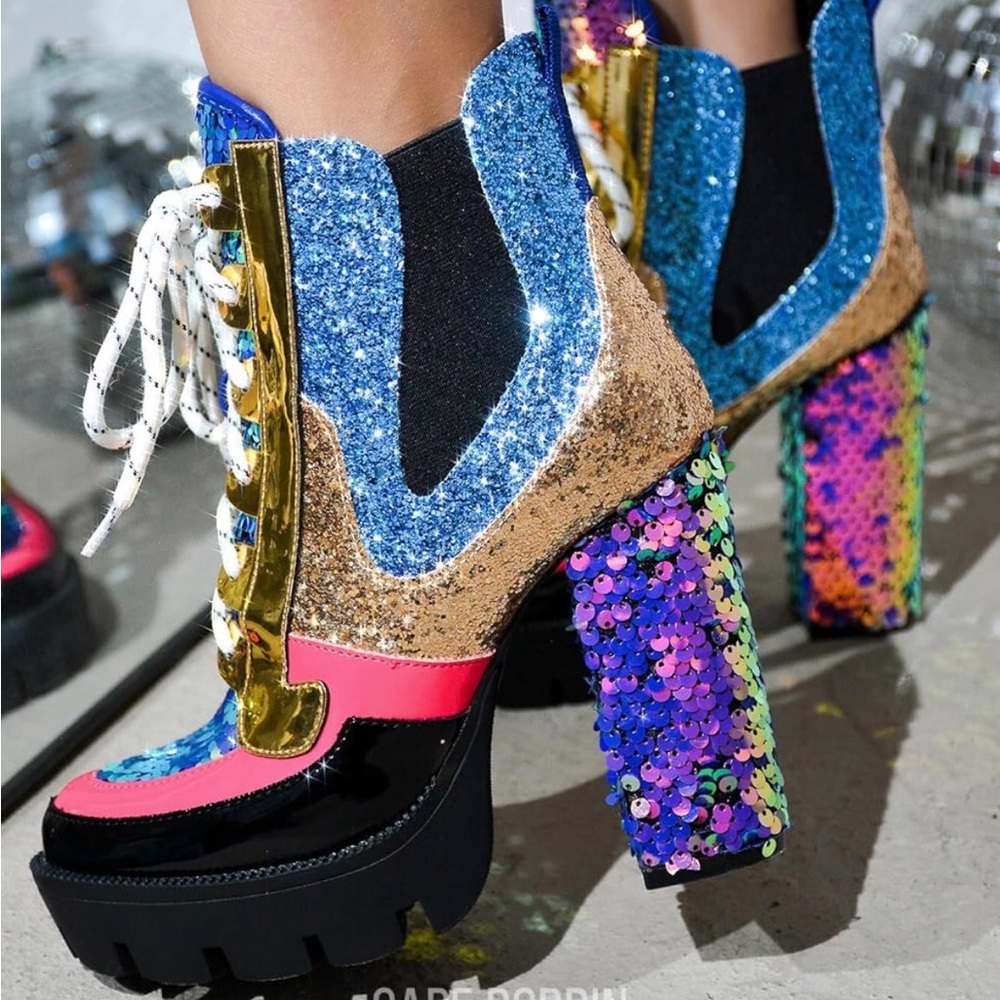 Cape Robbin Multicolor Sequin Heeled Boots